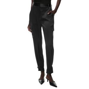 Aritzia Babaton Refined Satin Cargo Pant High Waisted Trousers Black Size 6